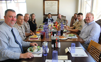 Dr. Ruiz eats lunch with Marines at Littleton Mess Hall
