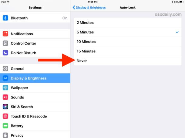 Stop iPad screen sleeping and turning off