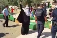 Muslim women harass police and Jewish visitors on the Temple Mount. Arab rioters often hurl garbage at visitors as well.