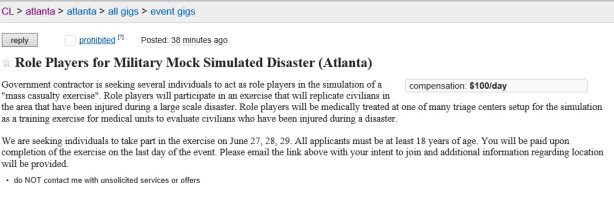June 2014 Terror Attack On Atlanta? False Flag Alert After 'Crisis Actors' Craigslist Ad Placed! 