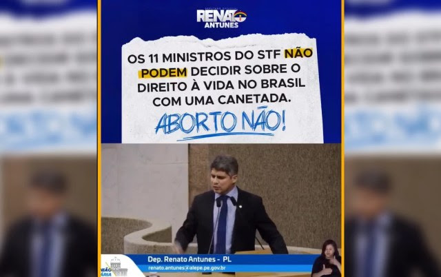 Reprodução de publicação do deputado estadual Renato Antunes, do PL de Pernambuco