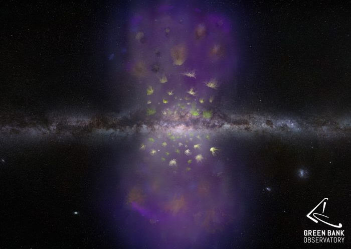 Clouds of Hydrogen Seen Streaming from Milky Way Center