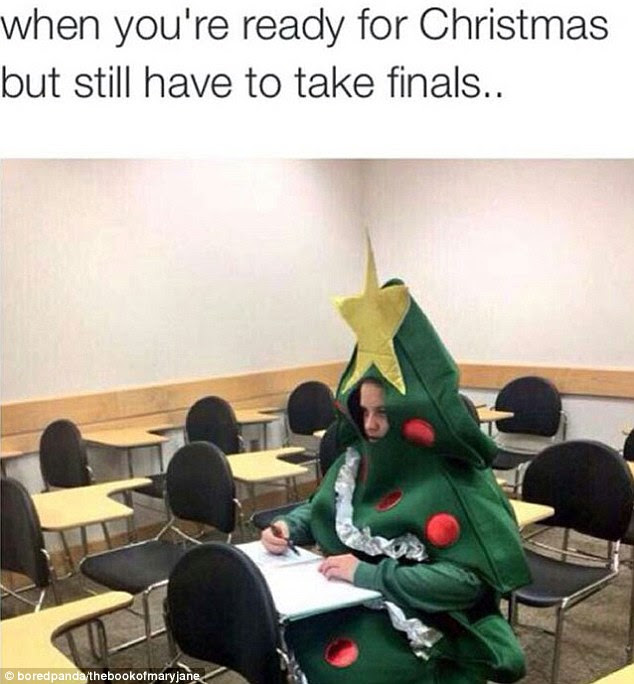 This student decided against letting exams dampen her festive spirit