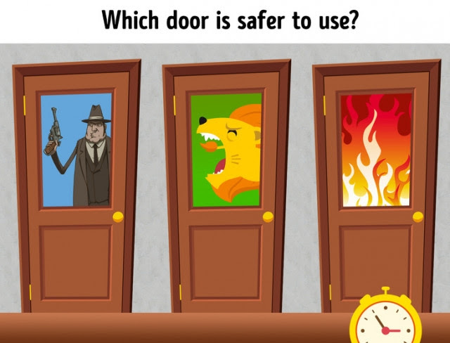 6. Cánh cửa nào an toàn?,câu đố,trắc nghiệm
