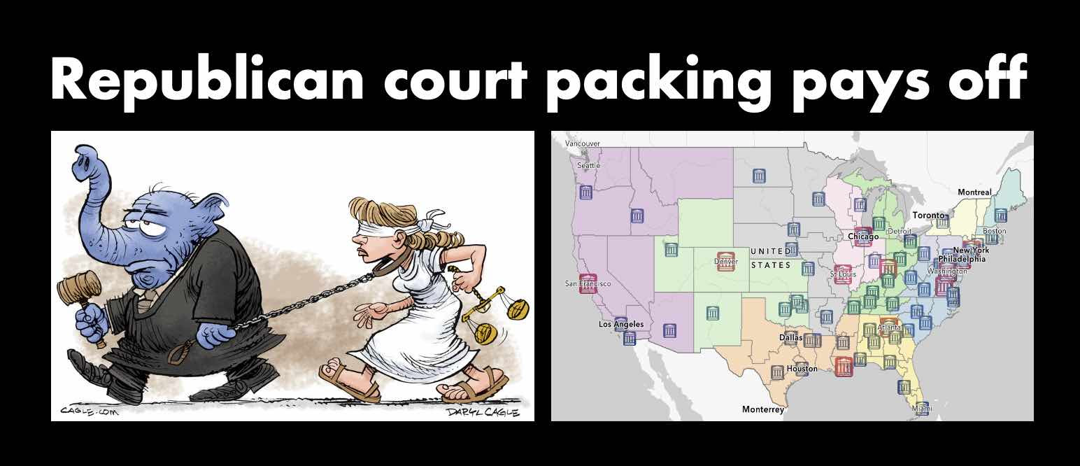 Republicans haven't won the popular vote since 2004, so they pack the courts with partisan judges to cling to power and rule from the bench. Follow the money to see how.