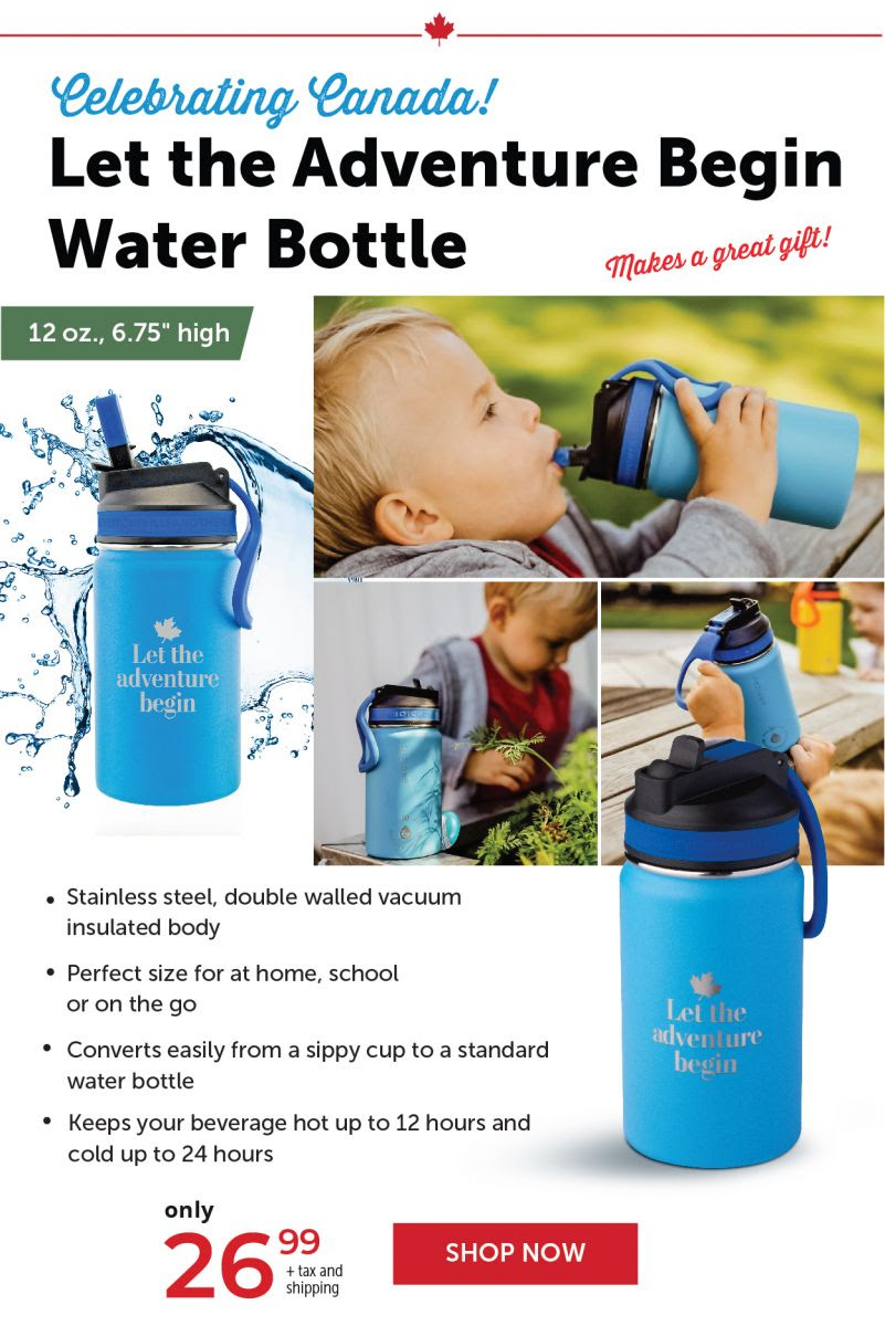 Let the Adventure Begin Water Bottle – blue
