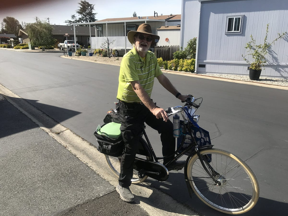 Eric and his Dutch Bike at his housing complex