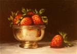 Strawberries in Silver Cup,  Oil on 5"x7" Linen Panel - Posted on Thursday, March 26, 2015 by Carolina Elizabeth