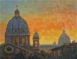 Sunset at Vatican City 14" x 18"  oil on wood panel - Posted on Saturday, January 31, 2015 by Claudia Hammer