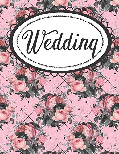 Pink and Black Floral Wedding Planner: Gothic Chic Diamond Pattern Bridal Organizer