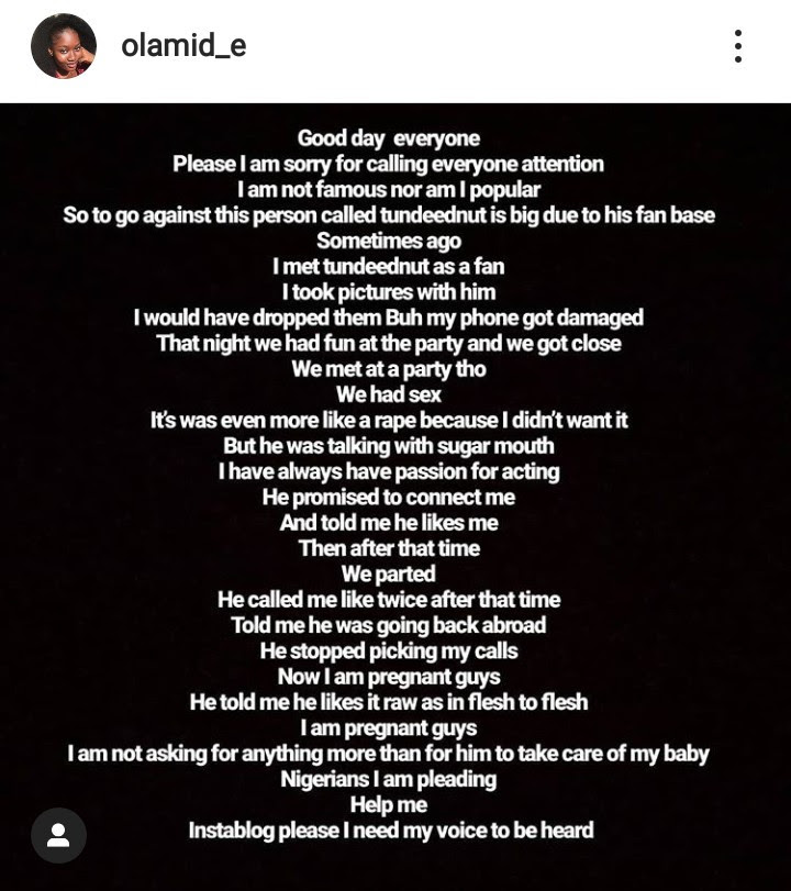Woman accuses Tunde Ednut of raping and impregnating her; Tunde responds