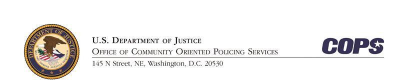  Letterhead: Office of Community Oriented Policing Services (COPS Office), U.S. Department of Justice