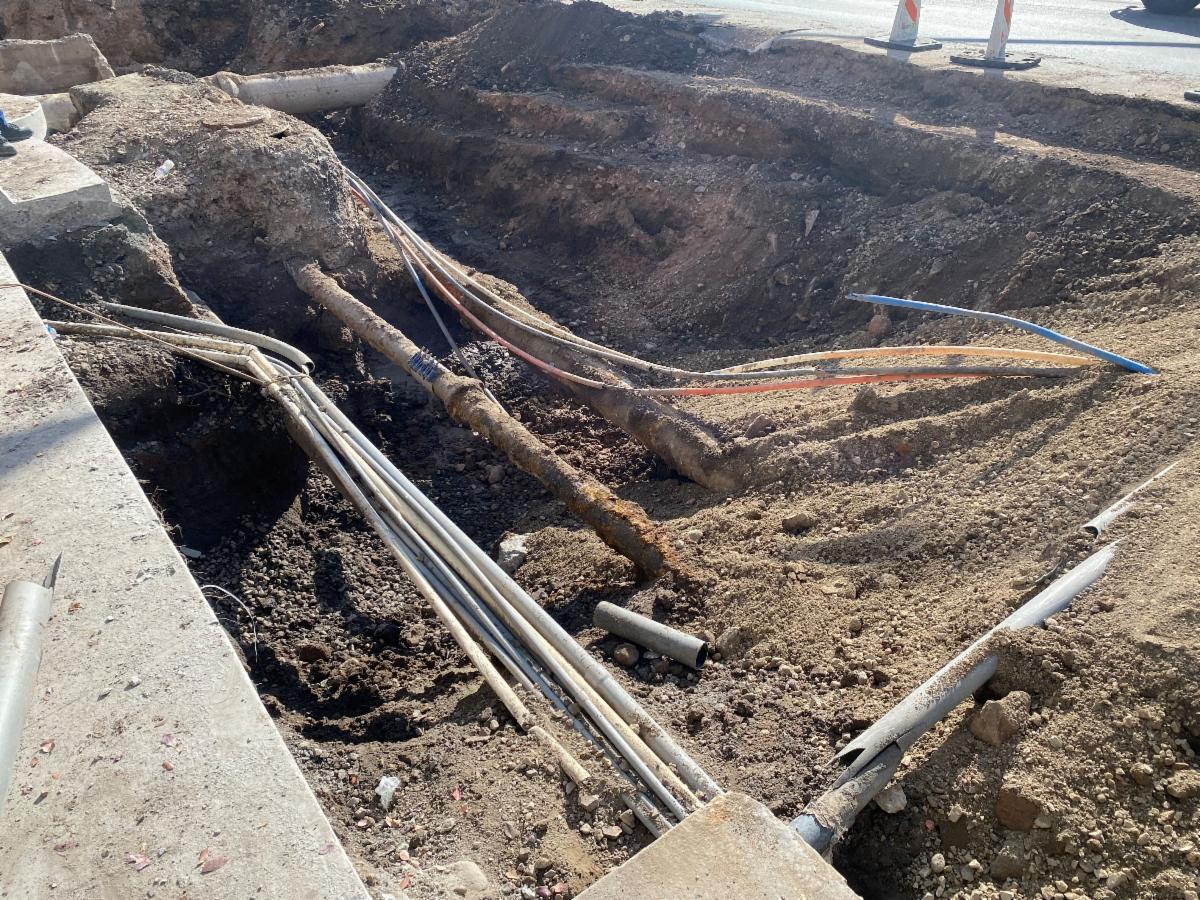 Myriad of underground utilities in the 2100 South Highland Drive intersection.