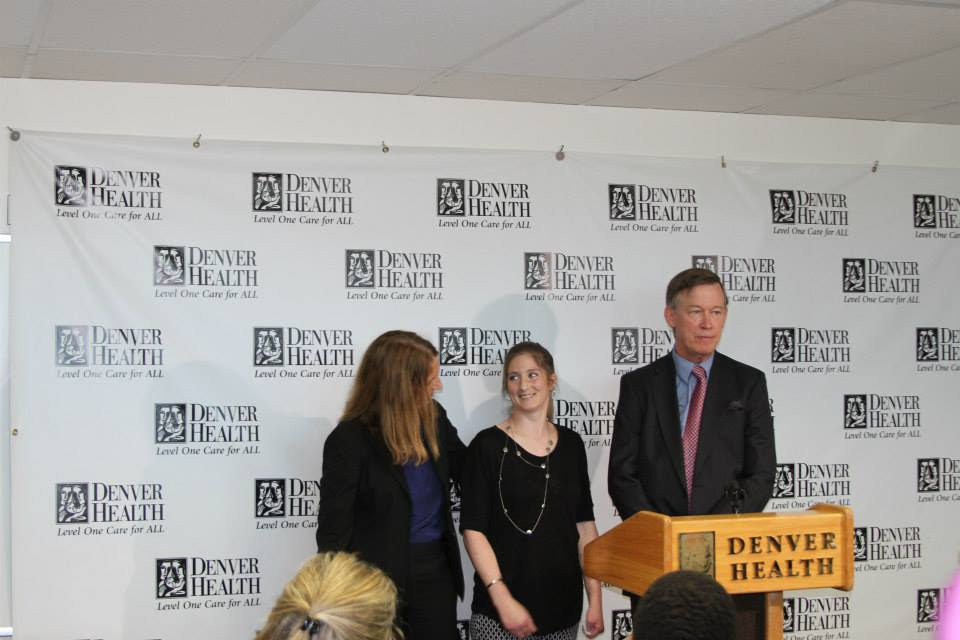 Blair Hubbard joins HHS Secretary Sylvia M. Burwell and Colorado Governor John Hickenlooper for an event at the Denver Health Medical Center