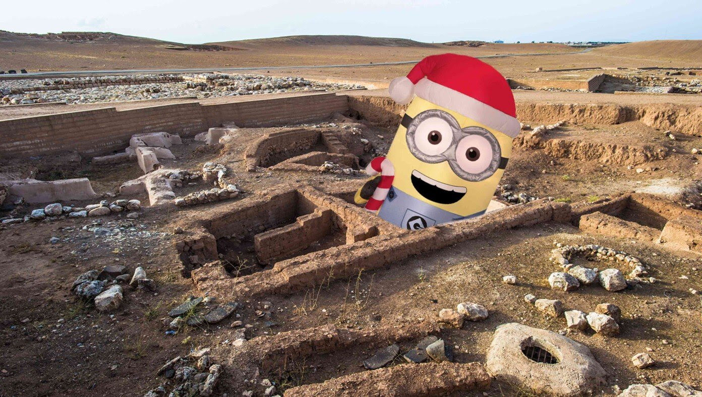 Archeologists Unearth Giant Minion Inflatables Joseph And Mary Put Out In Front Of Stable