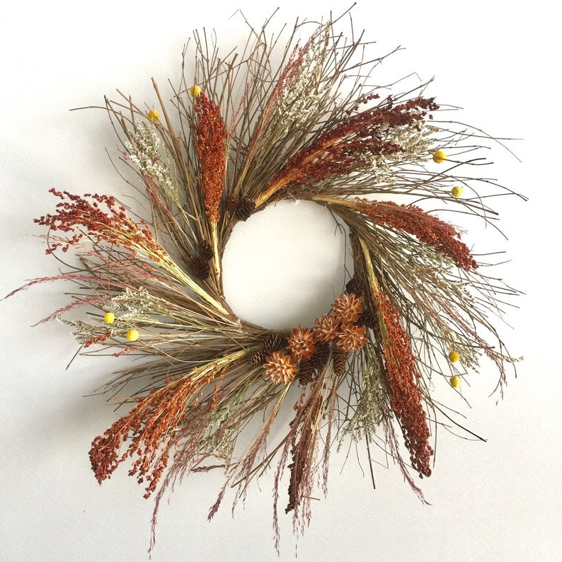 Sierra Foothills Broomcorn Wreath  Fall Wreaths for Front image 1