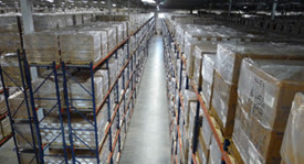 a photo showing the inside of one of the SNS warehouses
