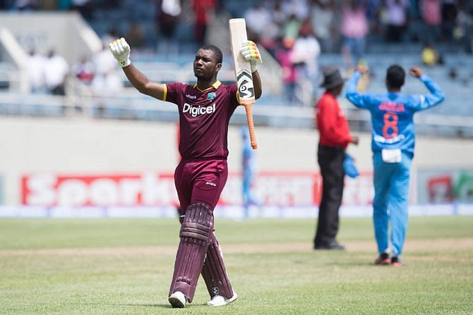 Evin Lewis smashed his first ever T20I century against India.