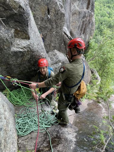 Rangers getting ropes ready for climbing training
