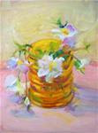 Pansies in Amber Vase,still life,oil on canvas,8x6,price$225 - Posted on Thursday, January 22, 2015 by Joy Olney