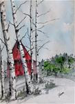 Original Watercolor Painting- "A Hidden Red Barn" - Posted on Saturday, January 10, 2015 by James Lagasse