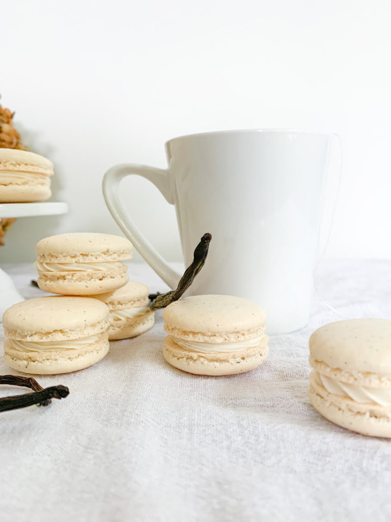 macarons with a cup of tea