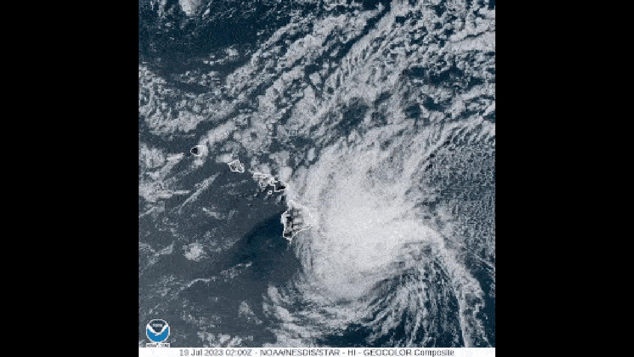 Satellite imagery of Calvin moving toward Hawaii.