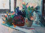 Still Life with Bouquet of Pink Flowers by the Window - Posted on Wednesday, November 26, 2014 by Anna Mikhaylova