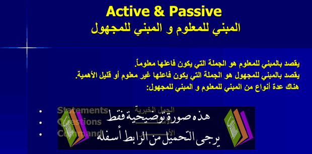  درس اللغة الإنجليزية: Active-Passive – جذع مشترك اداب وعلوم انسانية – جذع مشترك آداب وعلوم إنسانية Active-Passive