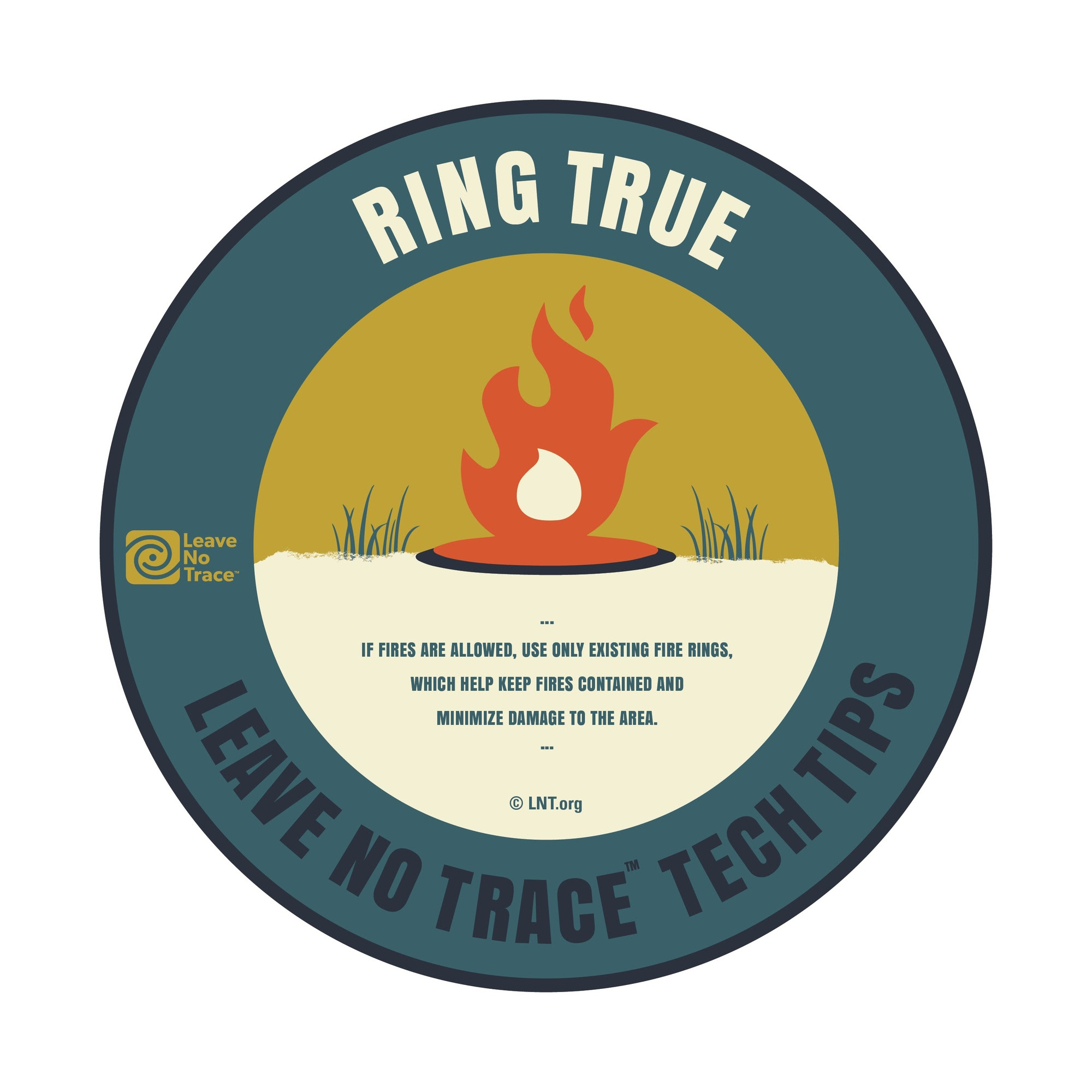 Leave No Trace Tech Tip logo: Use a Fire Ring