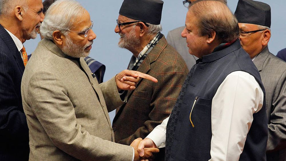 Modi Pointing Finger towards Nawaz Sharif