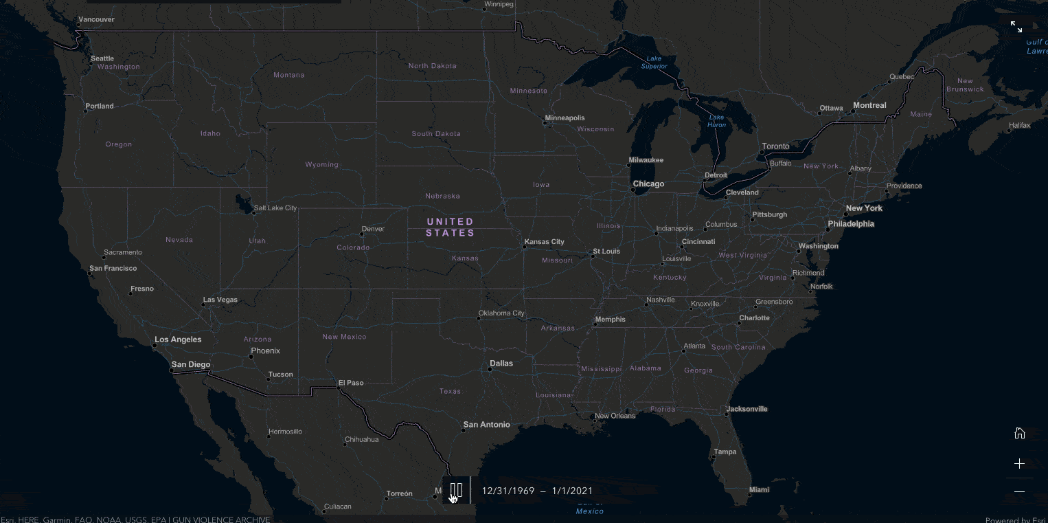 Mass shootings in 2021 with data from Gun Violence Archive