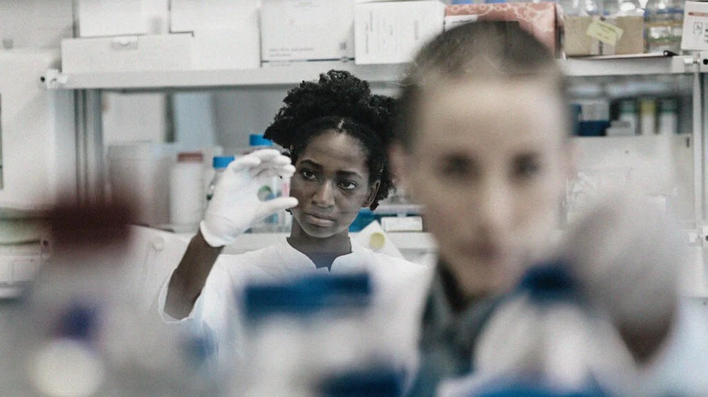 Two scientists working in a laboratory