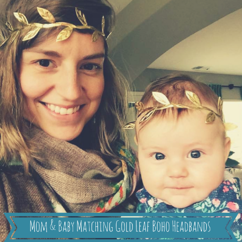 Mom and Baby Matching Gold Leaf Boho Headbands