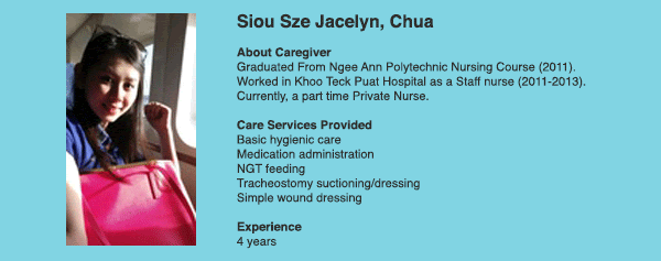 Jacelyn Chua is one of the nurses at CaregiverAsia