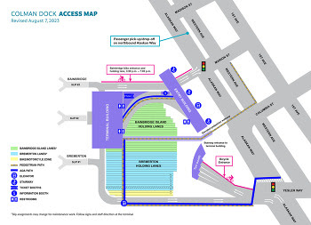 Access map for Colman Dock in Seattle