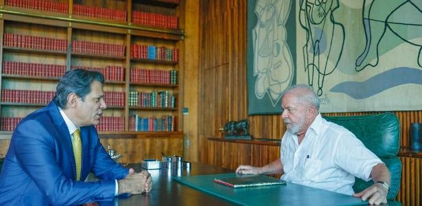 Lula recebe o ministro da Fazenda, Fernando Haddad, no Palácio da Alvorada 