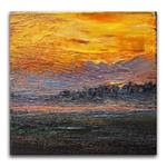 Small oil painting of sunrise, palette knife contemporary art - Posted on Sunday, February 15, 2015 by Lia Aminov