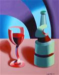 Mark Webster - Abstract Futurist Wine with Bottle Still Life Oil Painting - Posted on Thursday, April 9, 2015 by Mark Webster