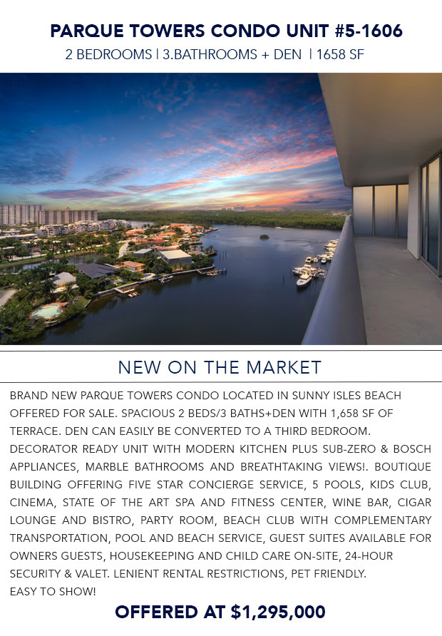 Blog Entry Photo of NEW ON THE MARKET - Parque Towers Condo | Sunny Isles Beach,FL