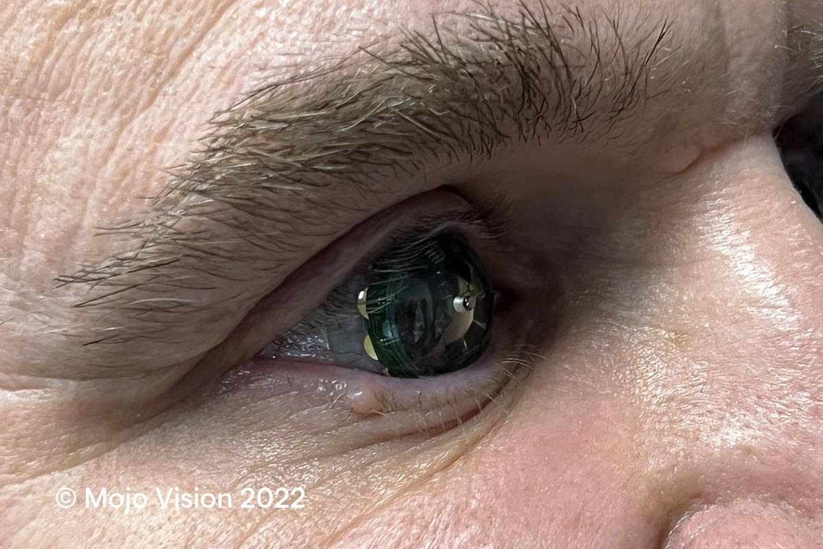 Mojo Vision CEO Drew Perkins became the first person to test a fully functional prototype of the company's smart AR contact lens