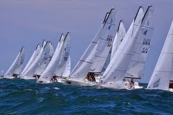 J/70s sailing off start in Cleveland