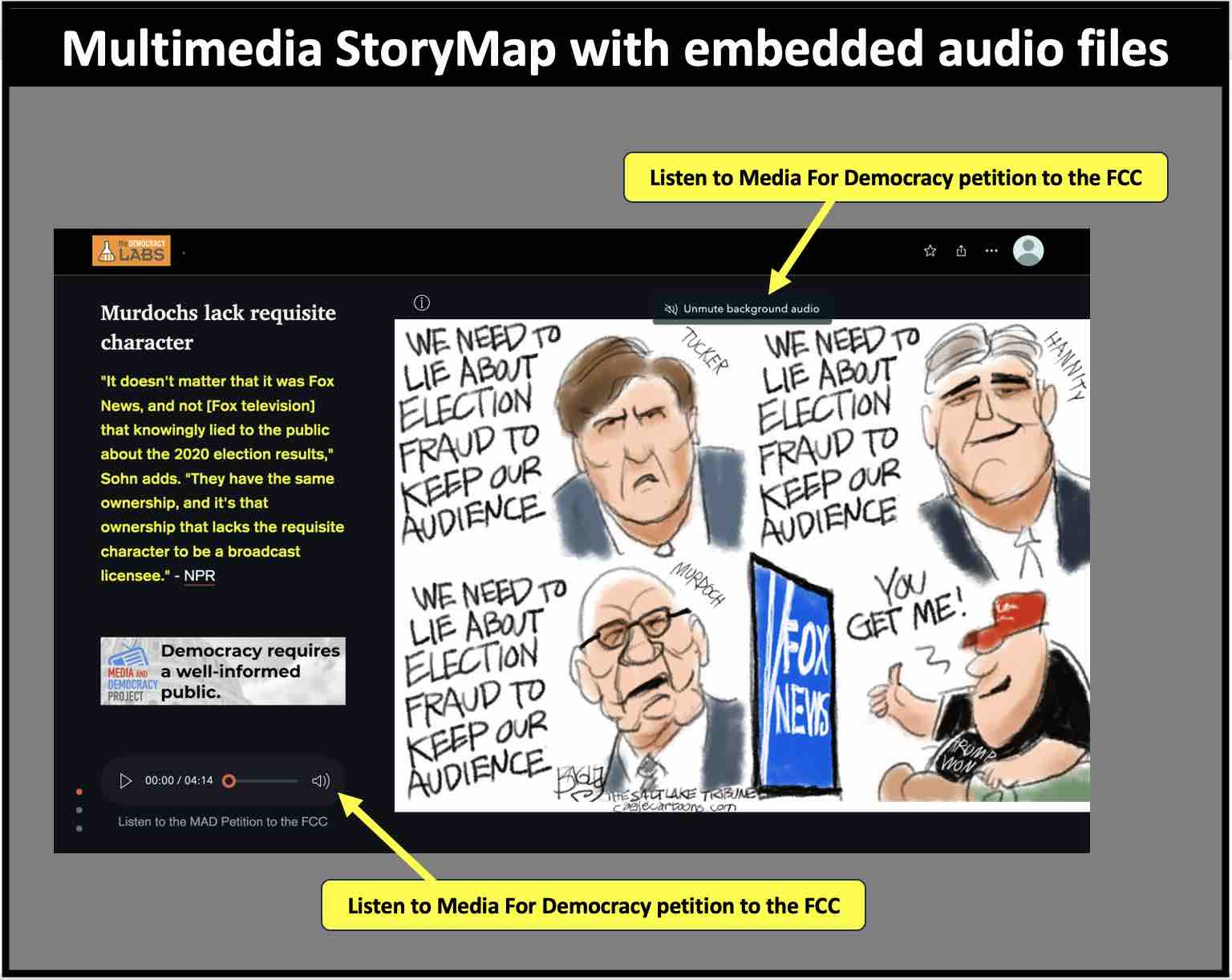 Embed audio files in StoryMap to make it easier for readers to understand