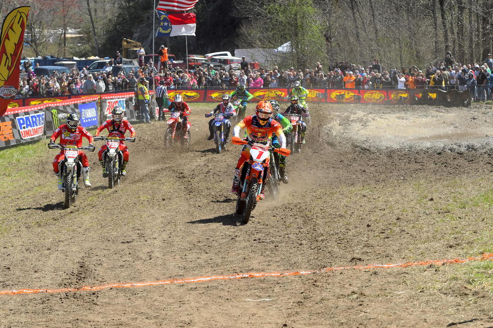 Kailub Russell started off the day by earning the $250 All Balls Racing Holeshot Award.