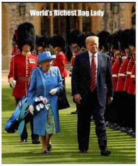 Queen carries Trump bag