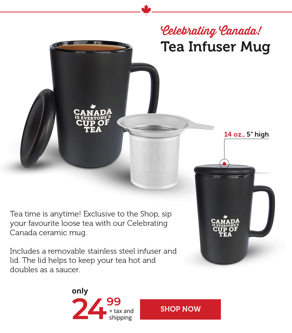 Tea Infuser Mug – Black – Canada is everyone’s cup of tea