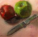 #2 - 2 apples with knife study - Posted on Saturday, November 22, 2014 by Donna McMahon