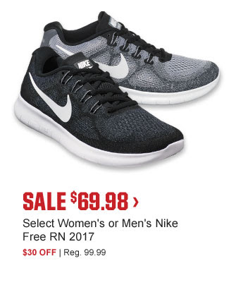 SALE $69.98 > | Select Women's or Men's Nike Free RN 2017 | $30 OFF | Reg. 99.99