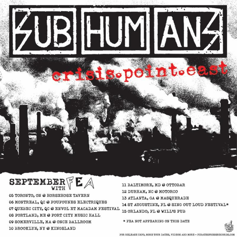 Subhumans Announces West Coast Tour Dates; New Album "Crisis Point" Out