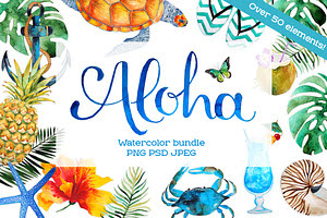 Aloha - watercolor bundle